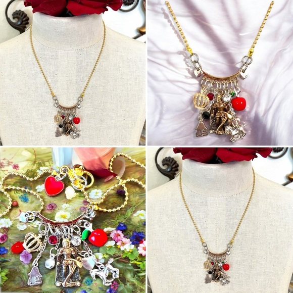 Mix of vintage charms make up this beautiful one of a kind Snow White necklace - Picture 11 of 15